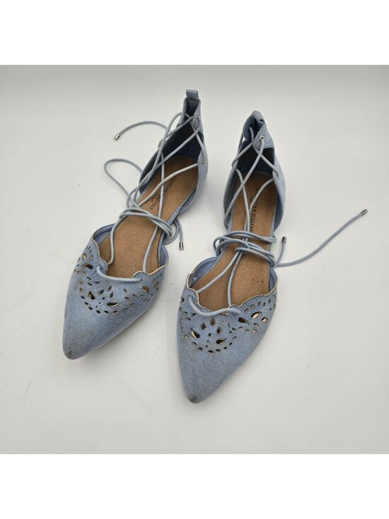 Steve Madden Shoes - Steve Madden Ghinesa Womens Flats Size 10 Light Blue Suede Lace-Up Pre-Owned